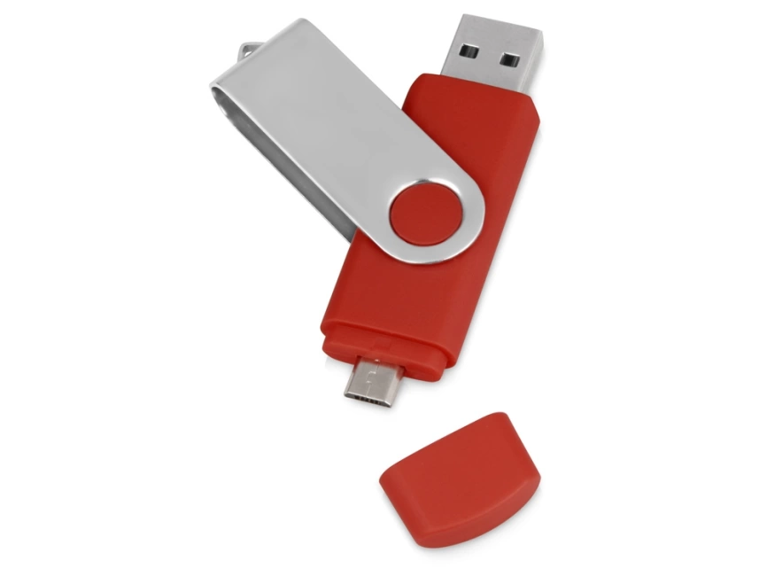 USB/micro USB-флешка 2.0 на 16 Гб Квебек OTG, красный фото 1