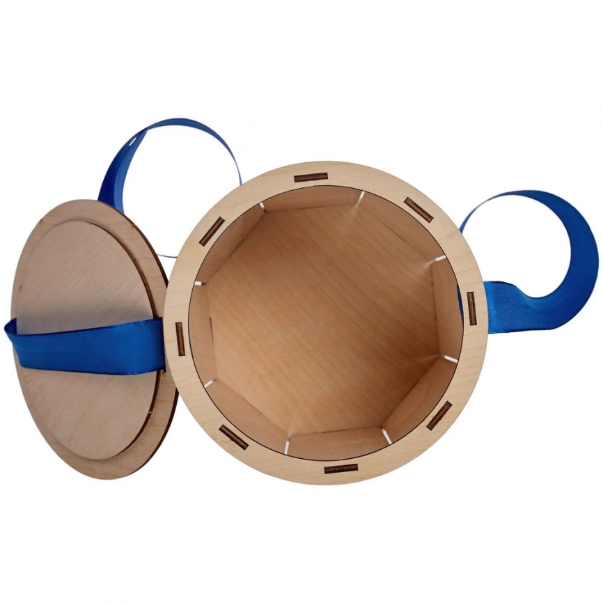 Коробка Drummer, круглая, с синей лентой фото 4