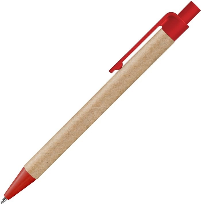 Ручка картонная VIVA NEW, неокрашенная с красными деталями фото 3