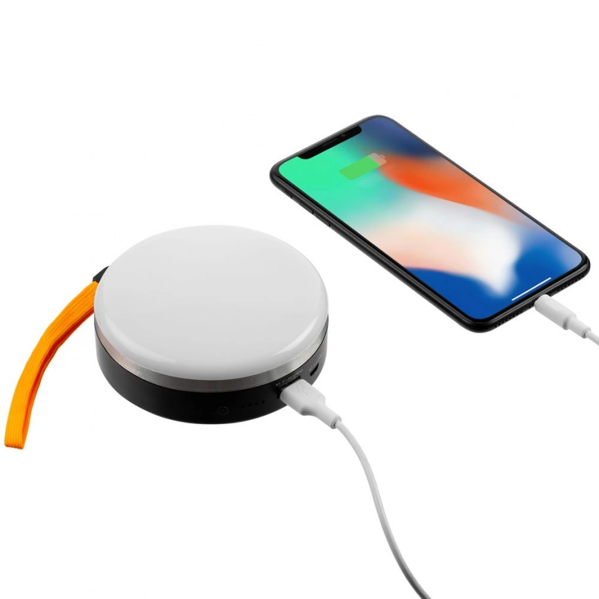 Фонарь с функцией аккумулятора Obero, белый с черным фото 2