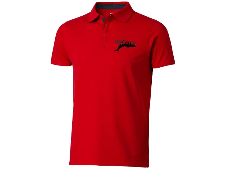 Поло с короткими рукавами Hacker, красный/темно-синий фото 4
