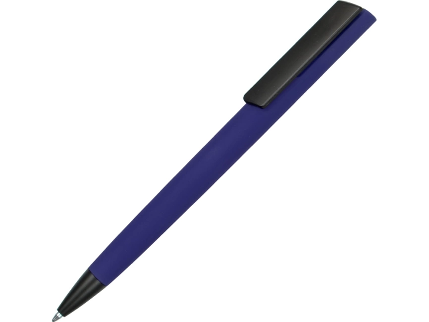 Ручка пластиковая soft-touch шариковая Taper, темно-синий/черный фото 1