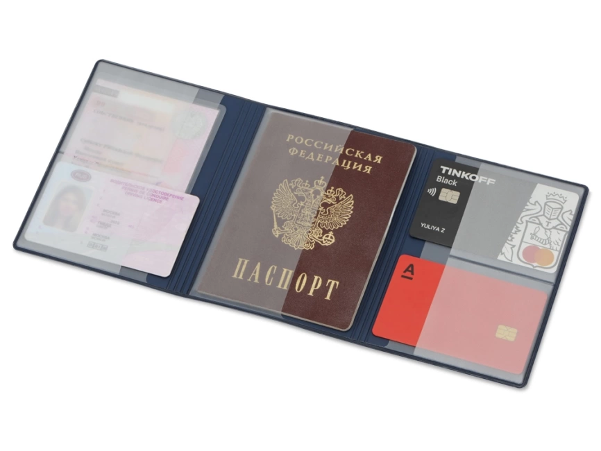 Обложка на магнитах для автодокументов и паспорта Favor, синяя фото 2