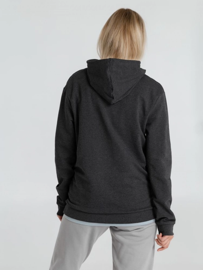 Толстовка с капюшоном унисекс Hoodie, серый меланж (антрацит), размер L фото 18