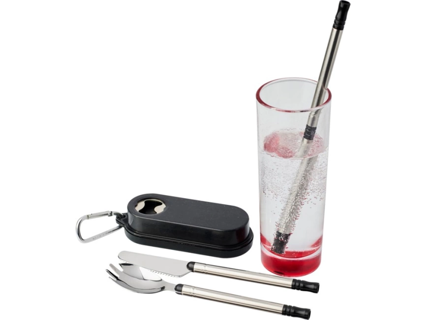 Столовый прибор Giles из пшеничной соломы с открывалкой для бутылок, черный фото 5