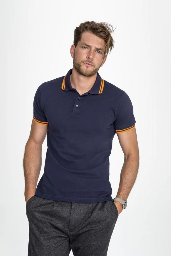Рубашка поло мужская Pasadena Men 200 с контрастной отделкой зеленая с белым, размер XXL фото 7