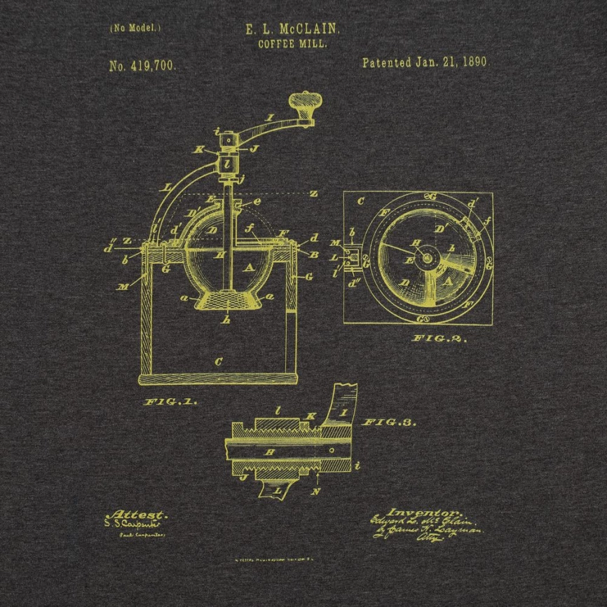 Футболка приталенная Old Patents. Coffee Mill, черный меланж, размер XL фото 2