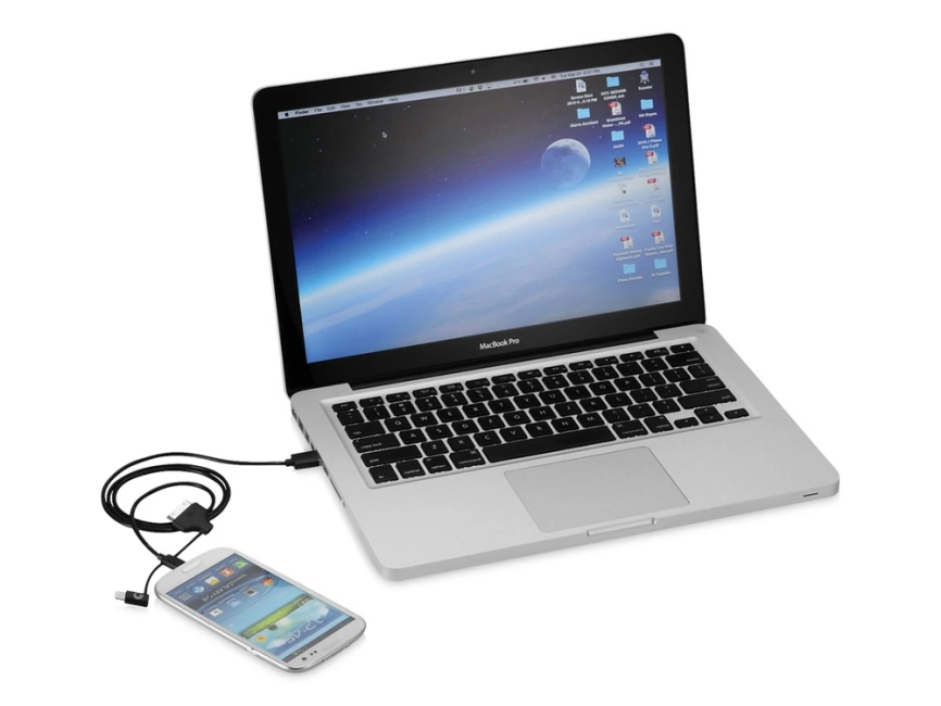 Кабель 3-в-1 сертифицированный MFI черный/белый фото 2