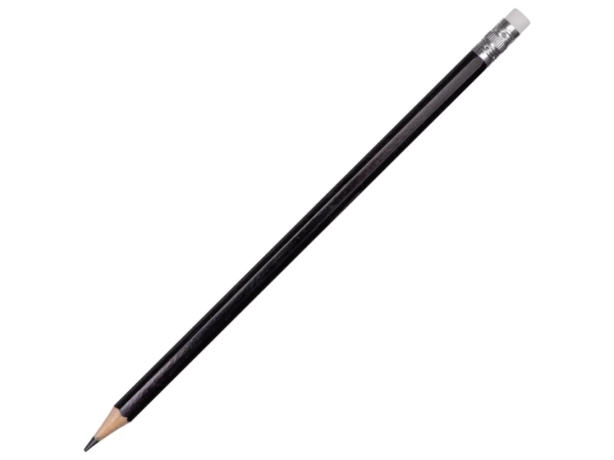 Шестигранный карандаш с ластиком Presto, черный фото 1