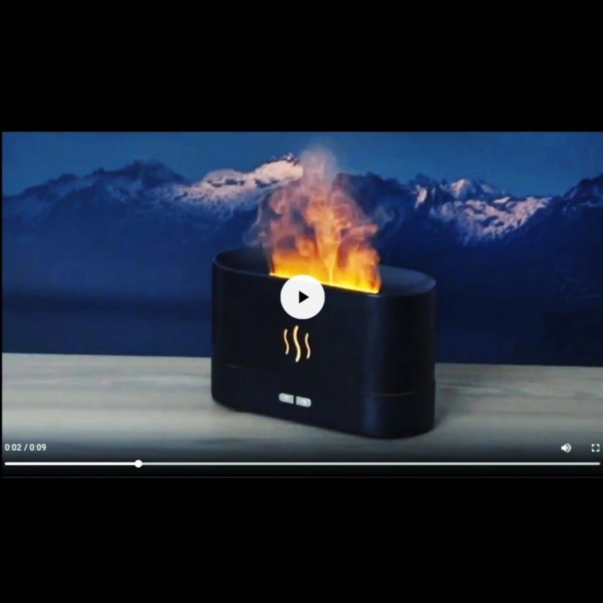 USB арома увлажнитель воздуха Flame со светодиодной подсветкой - изображением огня, чёрный фото 5