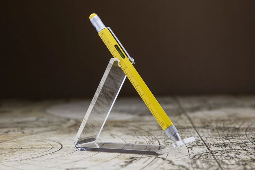 Ручка шариковая Construction, мультиинструмент, желтая фото 6