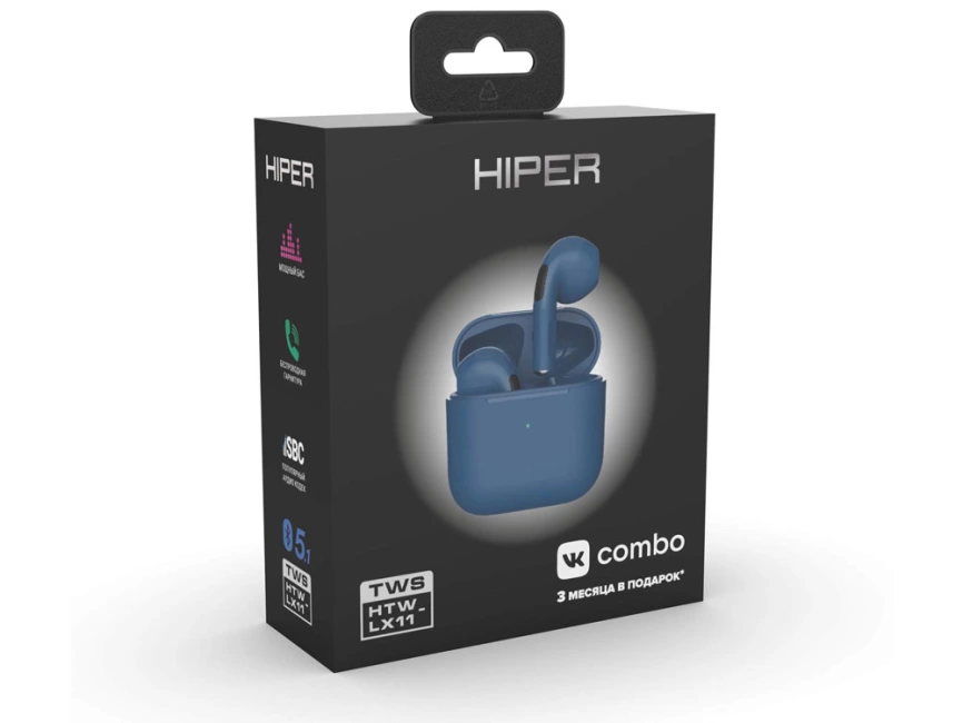 Беспроводные наушники HIPER TWS Lazo X11 Blue (HTW-LX11) Bluetooth 5.3 гарнитура, Синий фото 2
