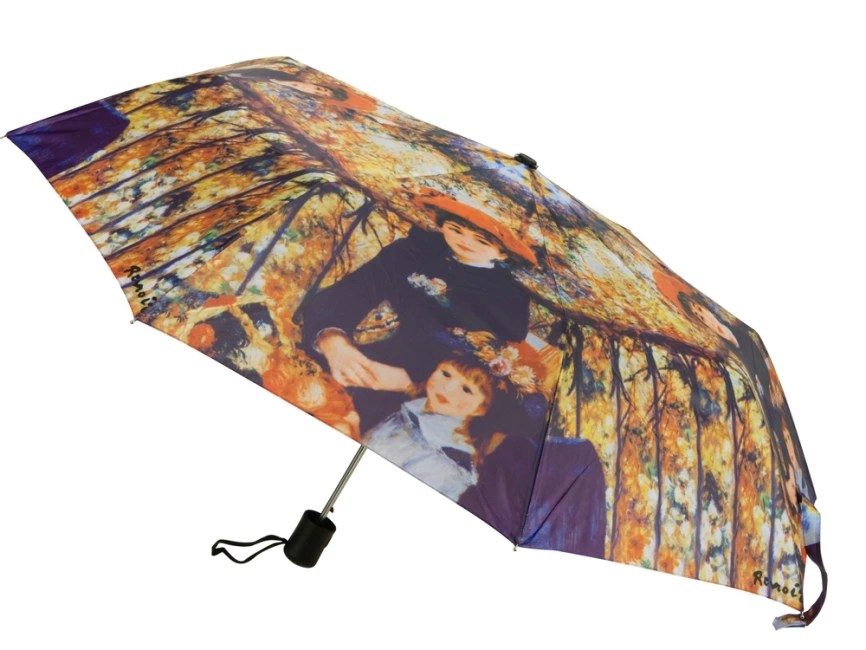 Набор: платок, складной зонт Ренуар. Терраса, синий/желтый фото 2