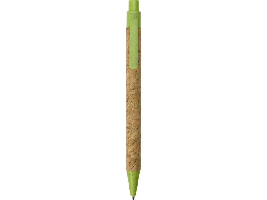 Ручка из пробки и переработанной пшеницы шариковая Evora, пробка/зеленый фото 2