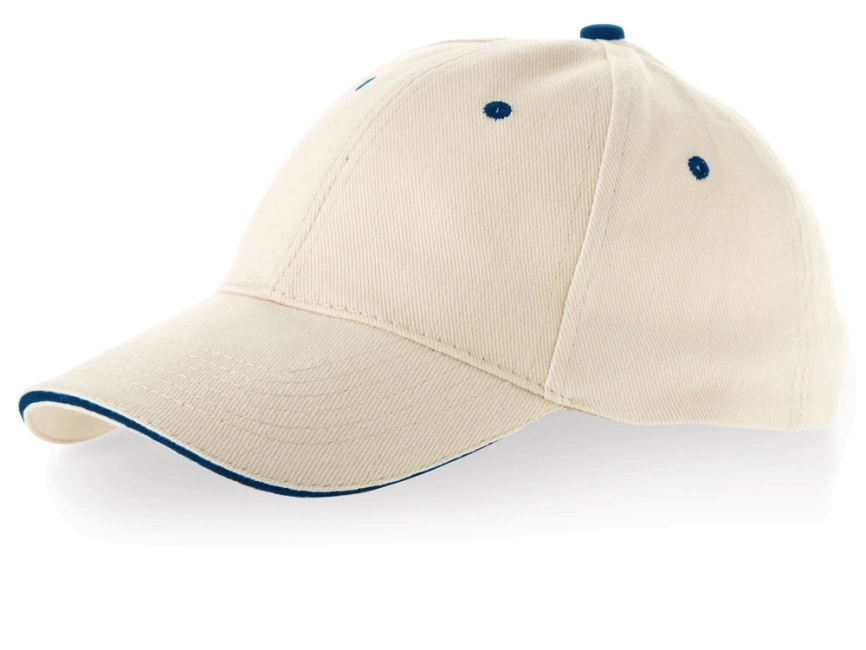 Бейсболка New Castle 6-ти панельная, натуральный/синий фото 1