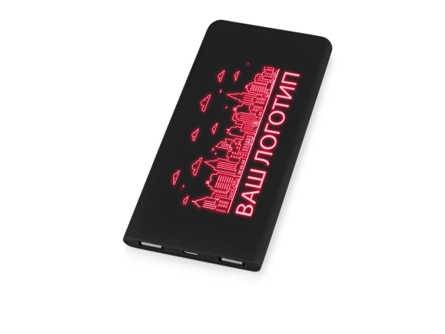 Портативное зарядное устройство с красной подсветкой логотипа Faros, soft-touch, 4000 mAh фото 1
