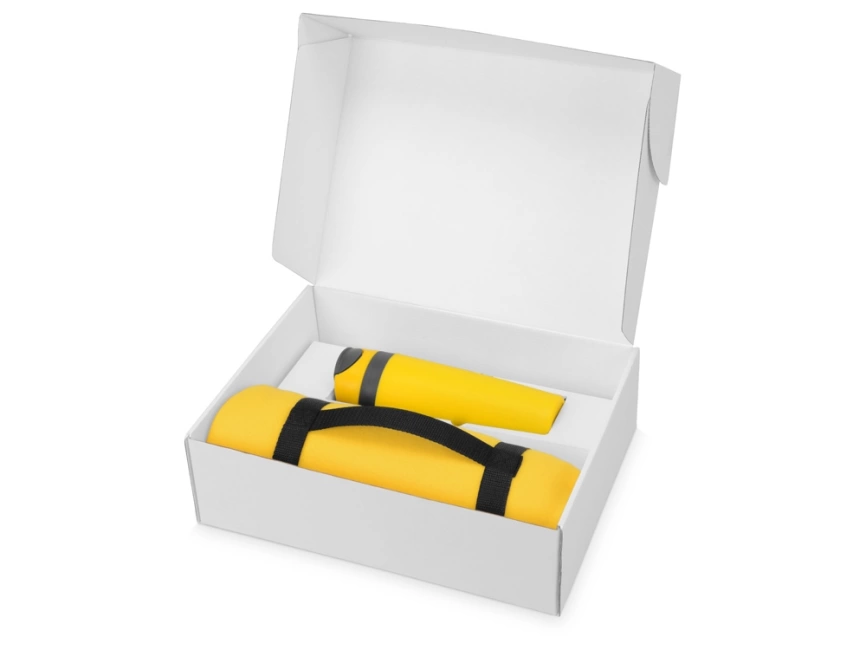 Подарочный набор Cozy с пледом и термокружкой, желтый фото 2
