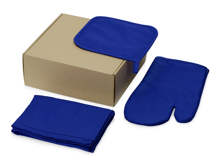 Подарочный набор с фартуком, прихваткой, синий фото 1