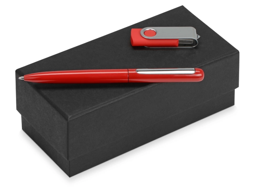 Подарочный набор Skate Mirro с ручкой для зеркальной гравировки и флешкой, красный фото 1