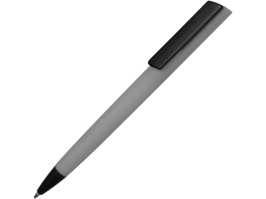 Ручка пластиковая soft-touch шариковая Taper, серый/черный фото 1