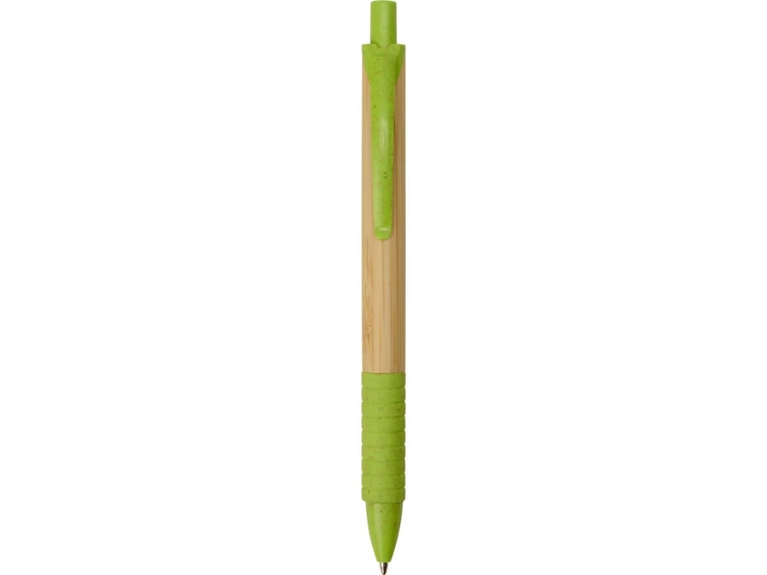 Ручка из бамбука и переработанной пшеницы шариковая Nara, бамбук/зеленый фото 2