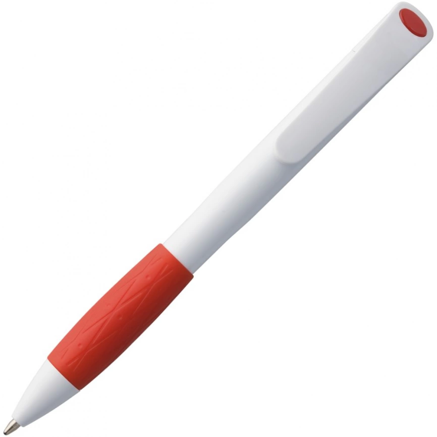 Ручка шариковая Grip, белая с красным фото 2