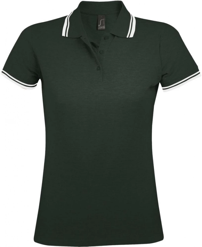 Рубашка поло женская Pasadena Women 200 с контрастной отделкой зеленая с белым, размер S фото 1