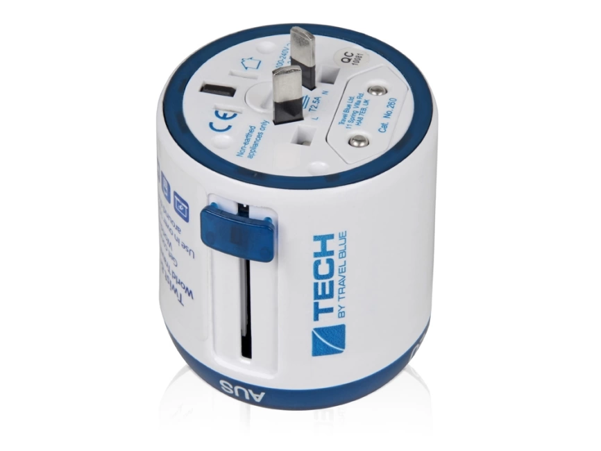 Адаптер Travel Blue Twist & Slide Travel Adaptor, голубой/белый фото 3