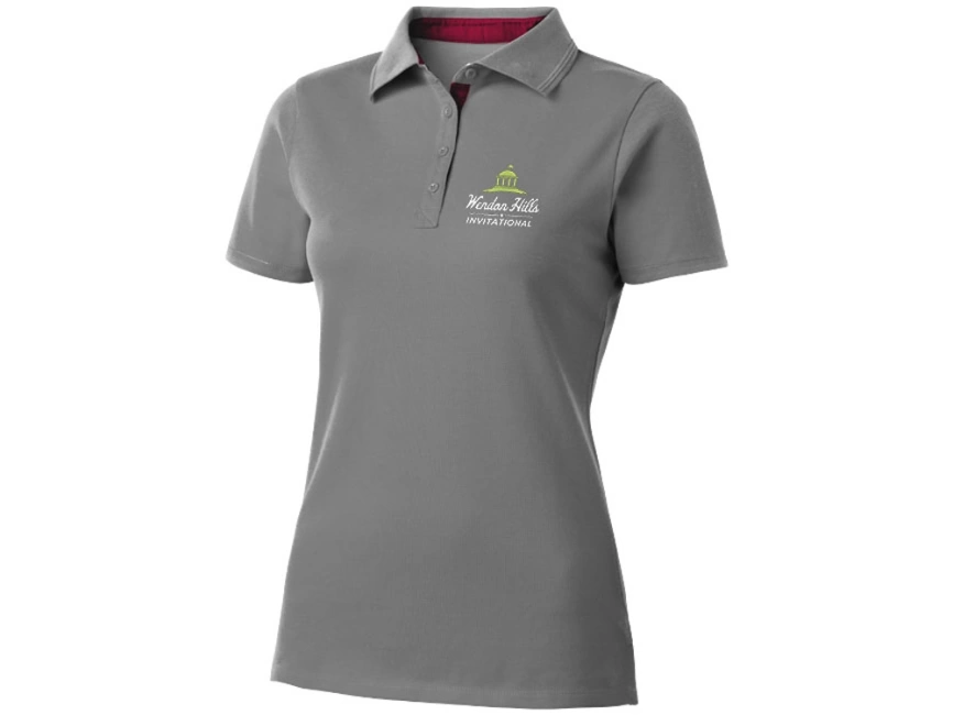 Поло женское с короткими рукавами Hacker, серый/красный фото 4