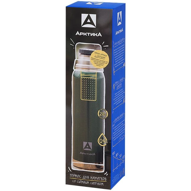 Термос «Арктика 900» с ситечком, зеленый фото 4