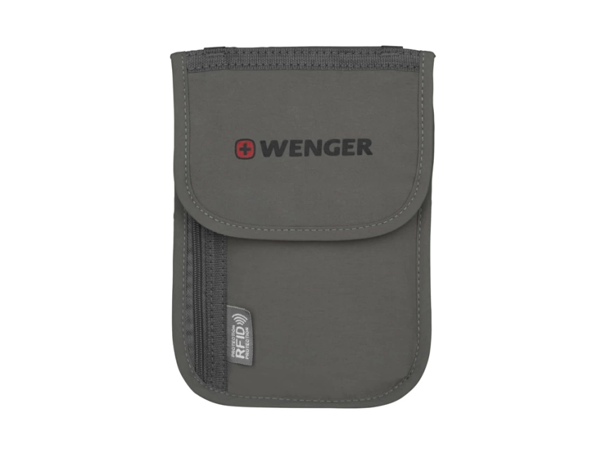 Чехол для документов WENGER на шею с системой защиты данных RFID, серый, полиэстер фото 1