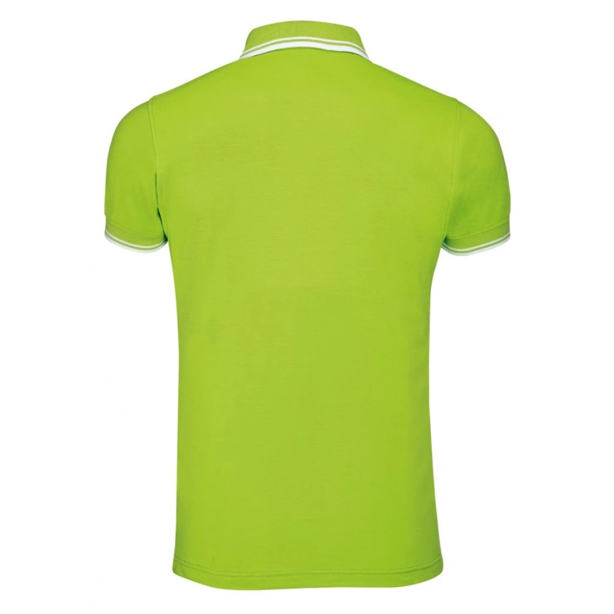 Рубашка поло мужская Pasadena Men 200 с контрастной отделкой, зеленый лайм с белым, размер S фото 2