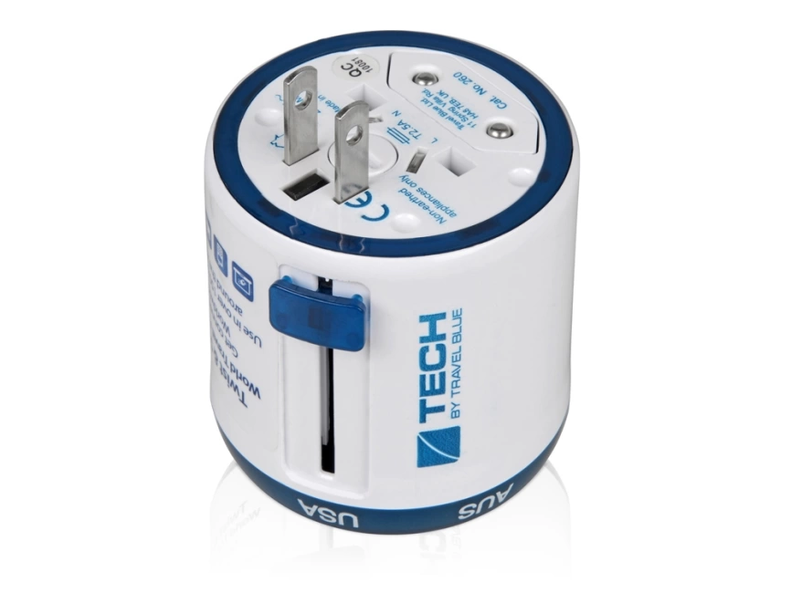 Адаптер Travel Blue Twist & Slide Travel Adaptor, голубой/белый фото 5