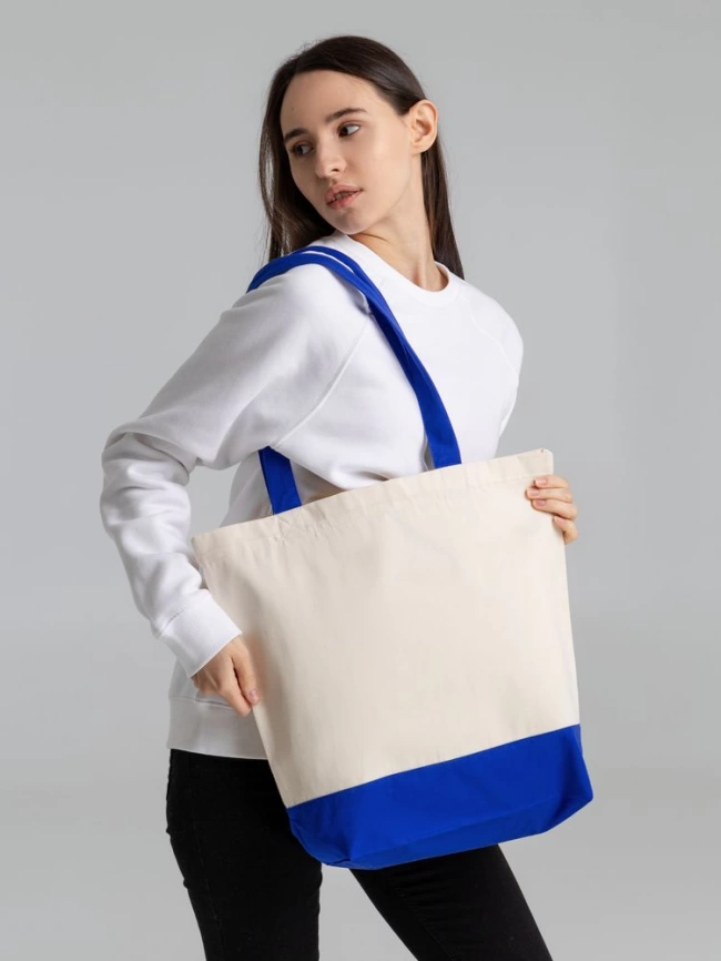 Холщовая сумка Shopaholic, ярко-синяя фото 5