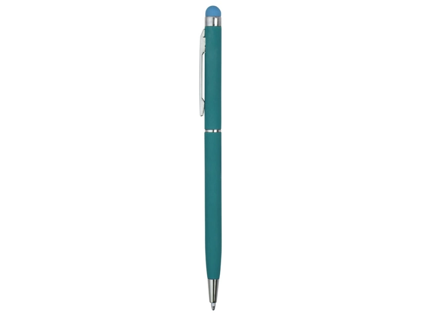 Ручка-стилус шариковая Jucy Soft с покрытием soft touch, бирюзовый фото 3