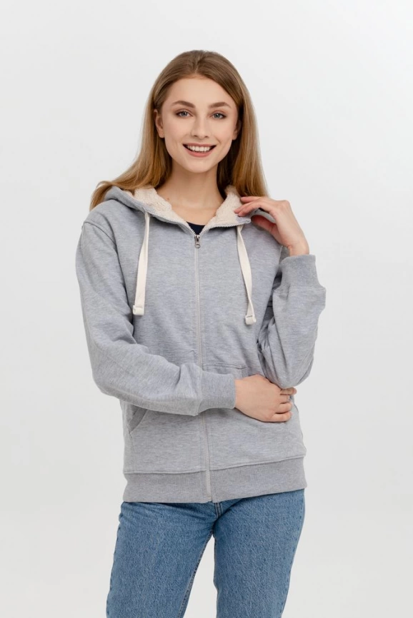 Толстовка на молнии Kulonga Sherpa, серый меланж, размер S фото 5