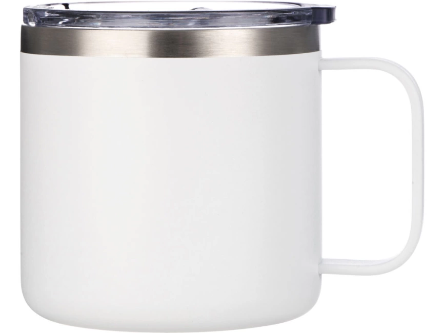 Кружка стальная Alaska с крышкой слайдером, powder coating, белый фото 3