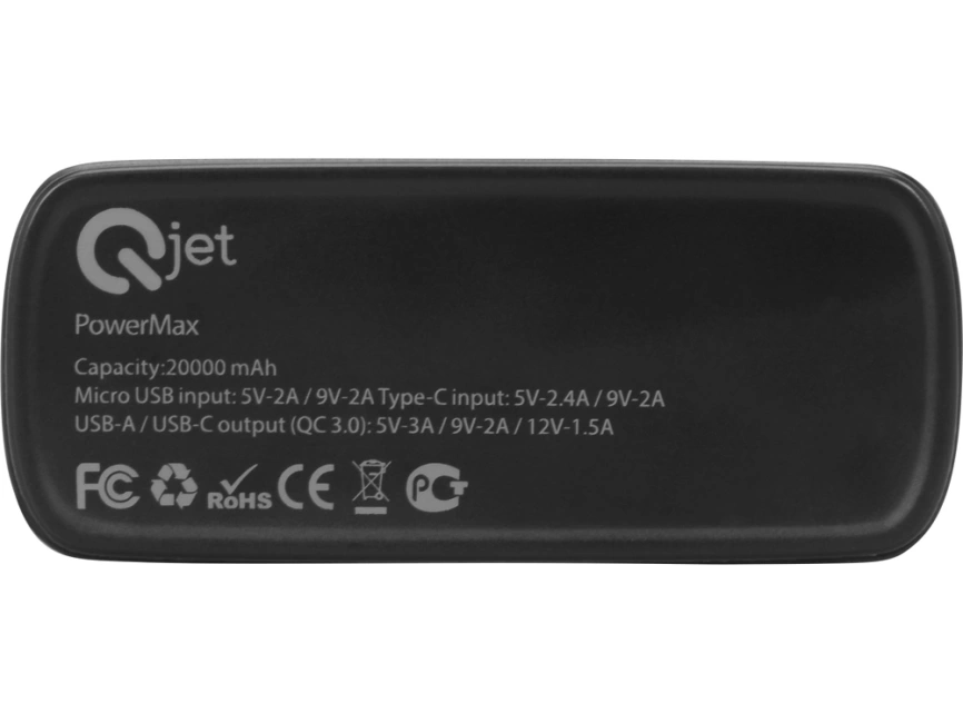 Портативное зарядное устройство PowerMax, 20000 mAh, PD + QC 3.0, черный фото 6