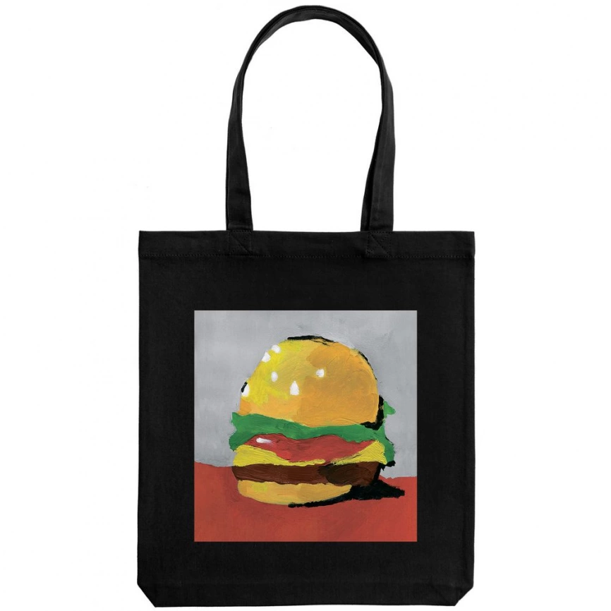 Холщовая сумка «Гамбургер», черная фото 2