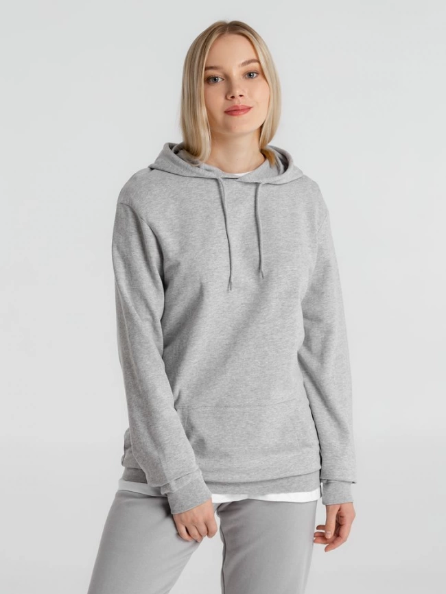 Толстовка с капюшоном унисекс Hoodie, серый меланж, размер XXL фото 16