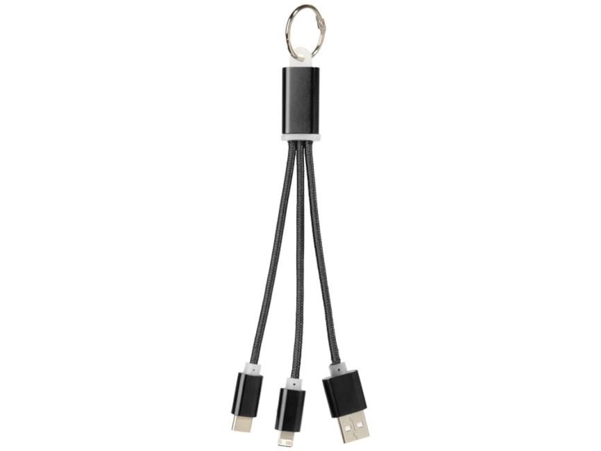 Кабель для зарядки Metal 3-в-1 с брелоком, черный фото 4