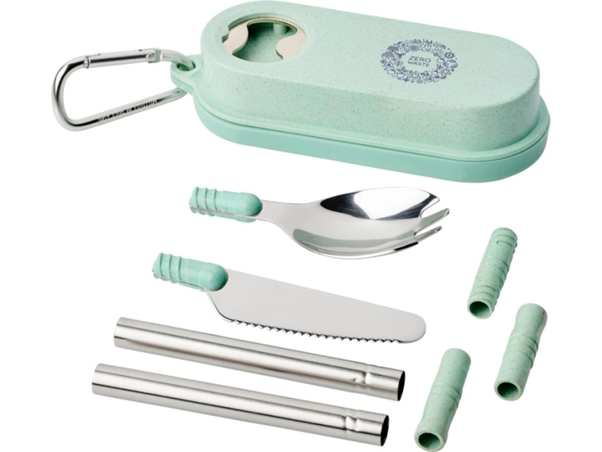 Столовый прибор Giles из пшеничной соломы с открывалкой для бутылок,  мятный фото 6