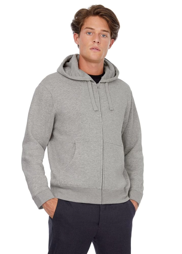 Толстовка мужская Hooded Full Zip серый меланж, размер XL фото 5