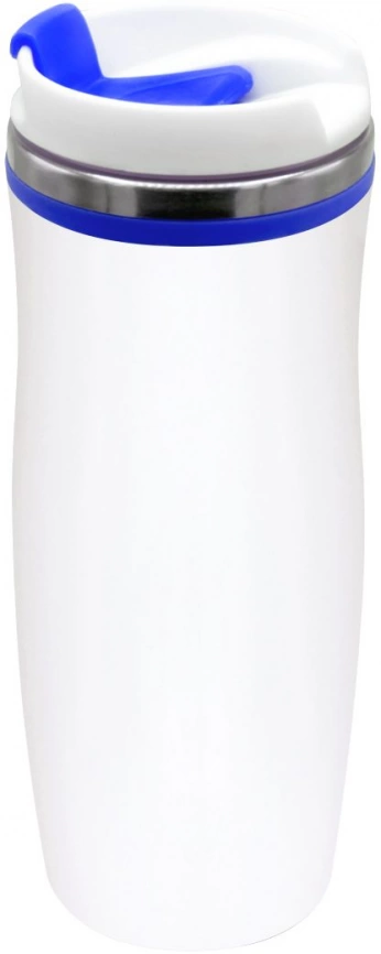 Термокружка Latte 420 мл, белая с синим фото 1