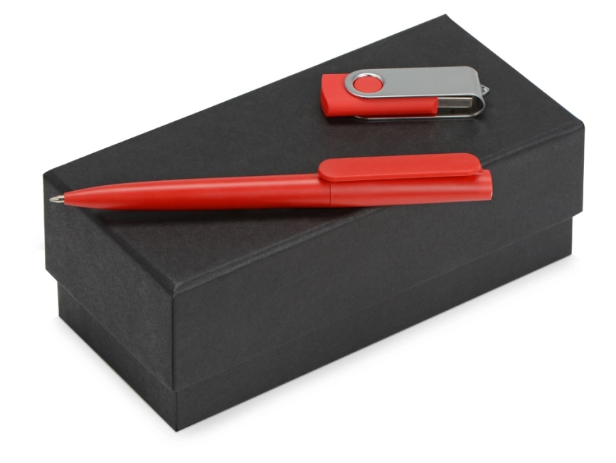 Подарочный набор Qumbo с ручкой и флешкой, красный фото 1