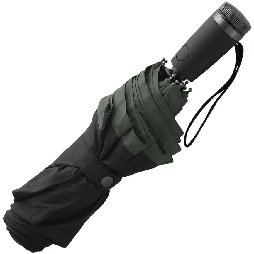 Зонт складной Gear, черный с темно-серым фото 3