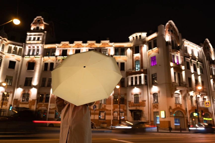 Зонт складной Manifest Color со светоотражающим куполом, желтый фото 6