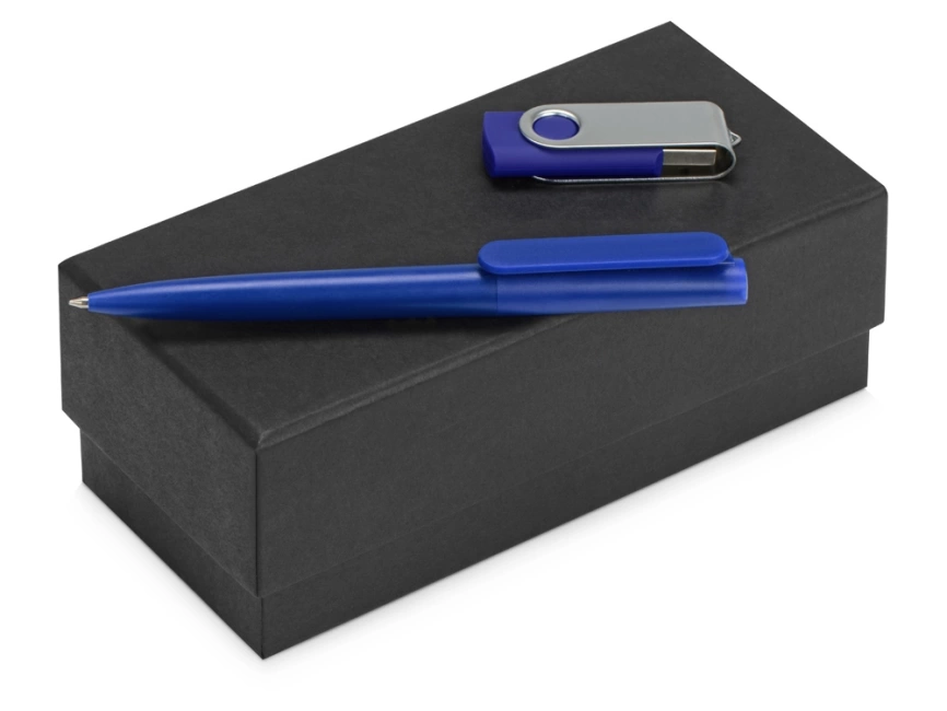Подарочный набор Qumbo с ручкой и флешкой, синий фото 1