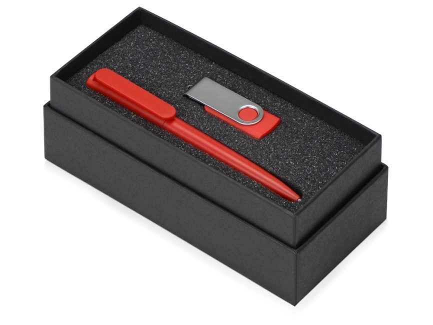 Подарочный набор Qumbo с ручкой и флешкой, красный фото 2