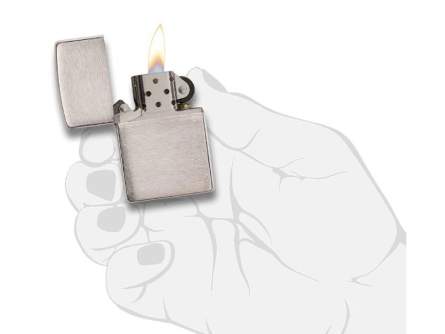 Зажигалка ZIPPO Armor™ c покрытием Brushed Chrome, латунь/сталь, серебристая, матовая, 38x13x57 мм фото 4